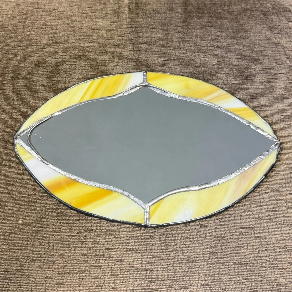 Vintage Yellow Stained Glass Accent Wall Mirror
